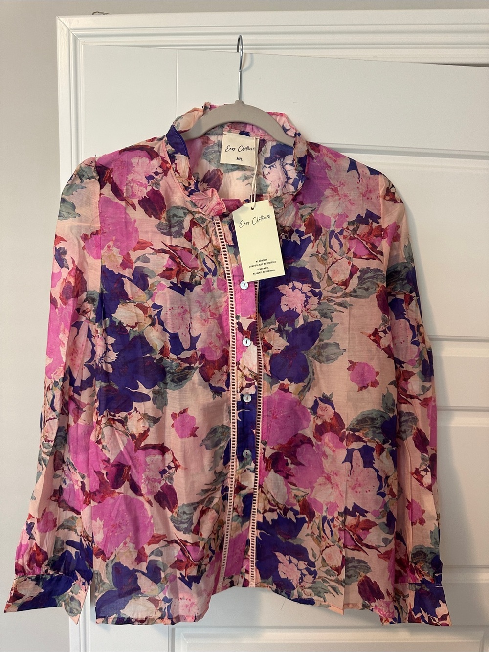 Easy Clothes Floral Button-Front Women's Blouse Size M/L - Picture 1 of 5